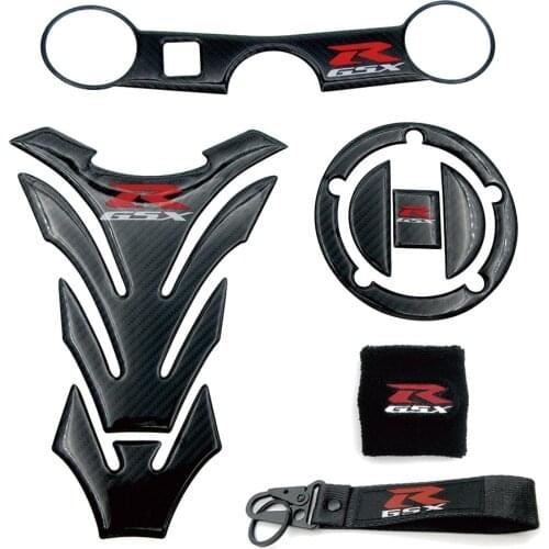 Motorcycle Carbon Fiber Decal Grip Gas Cap Cover Fuel Tank Pad Triple Clamp Sticker For Suzuki GSXR1000 K3 GSX-R600 750 03 04 05