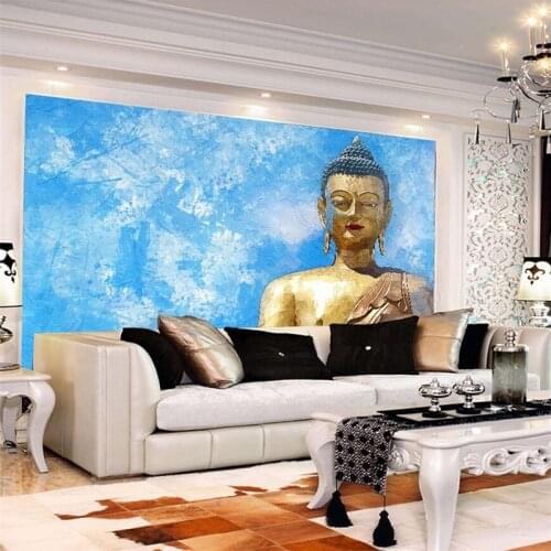 Wellyu Thai Buddha Foguang shines on the living room wall custom large mural wallpaper papel de parede para quarto mural
