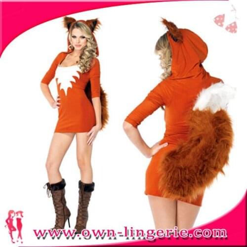 Animal dress fox with tail one piece costume halloween cheap fox halloween costume 4933
