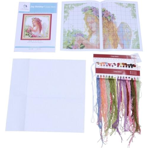 Crafts Flower Angel Cross Stitch Kit 14CT 35*35cm