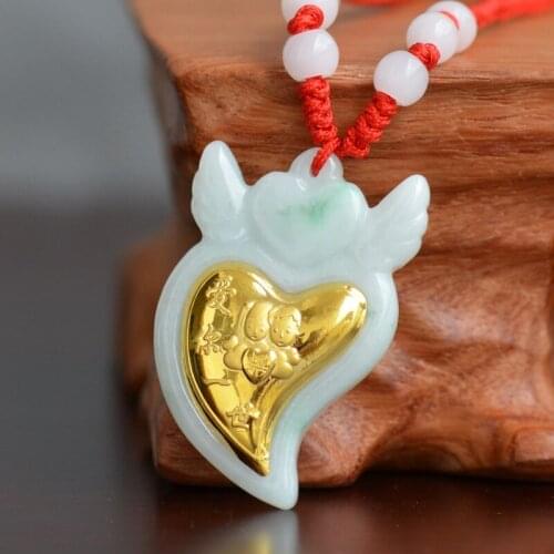 Angel Jade Pendant Necklace For Child baby women love Birthday Gift Pendants High Quality