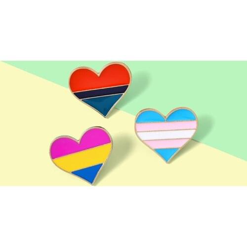 Rainbow Color Heart Enamel Pin Beautiful Brooch Bag Clothes Lapel Pin Sasha Away Badge Cartoon Jewelry Gift For Boys and Girls