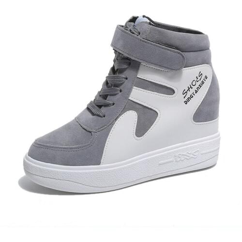 Height Increasing Casual Women Shoes Suede Leather Black White Platform Sneakers Women 2019 Autumn Ladies Shoes Woman R1-81