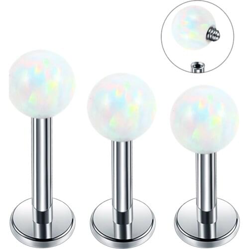 3pcs/set Natural Opal Stone 16g Labret Lip Piercing Jewelry Stainless Steel Helix Piercing Earring Ear Tragus Cartilage