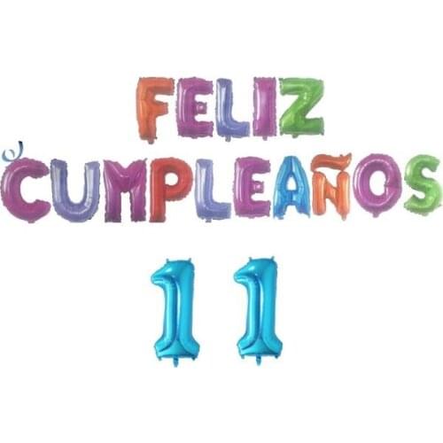 Balloons number 11 happy birthday lot of 17 colored balloons Letters 40 cm number 11 blue 100cm inflated air or helium