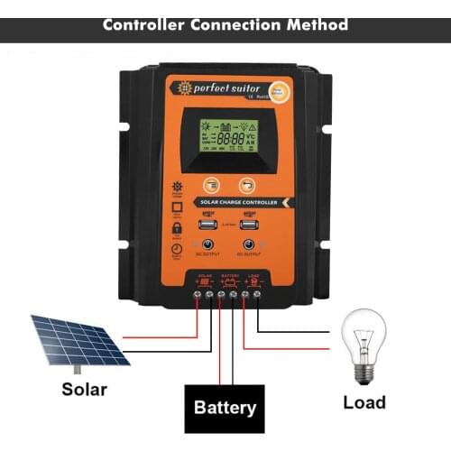 12/24V MPPT Solar Charger Regulator LCD Display Dual USB Ports Solar Panel Controller Battery Conditioner