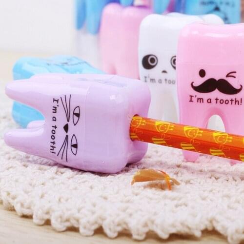 1 PCS Super Cute Tooth Pattern Pencil Sharpener School Kids Office Supplies