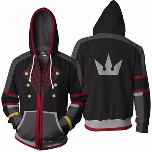 Kingdom Hearts 2 Sora Mens Boys Sweatshirt Hoodie Cosplay Costume Zipper Jacket Coat 3D Print