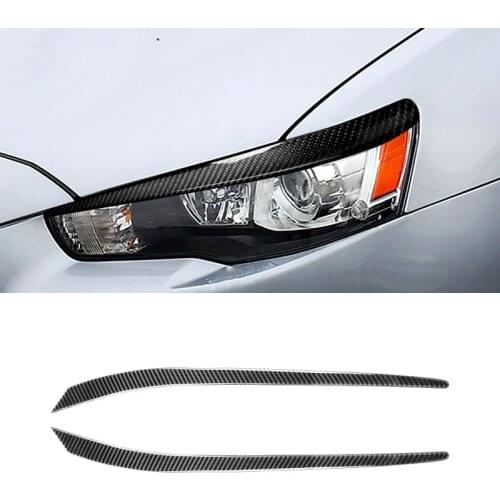 Carbon Fiber Headlights Eyebrows Eyelids Fit For Mitsubishi Lancer EVO 2008-2014 Car Styling Front Headlamp Trim Cover Accessori