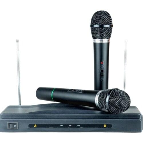 Universal Wireless Microphone 2 In 1 VHF Receive Handheld Mic Black