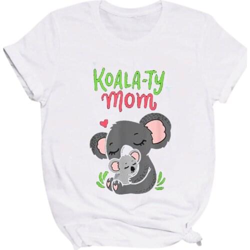 Seeyoushy Koala-ty Mom Print Lovely Funny Women T-shirt Summer Short Sleeve Femme Tops Casual O-Neck Tee Shirt 2021 Ropa Mujer