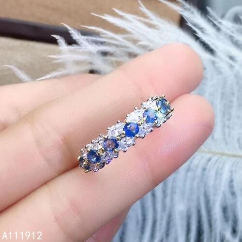 KJJEAXCMY fine jewelry natural sapphire 925 sterling silver new adjustable gemstone women ring support test luxury lovely