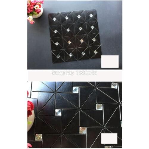 1box 11pieces black color Aluminum Plastic Composite Mosaic Tile Mesh Self Adhesive wall sticker wall background
