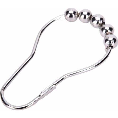 12pcs/pack Set Package Polished Satin Nickel 5 Roller Ball Shower Curtain Rings Hooks Approx. 7cm x 4cm