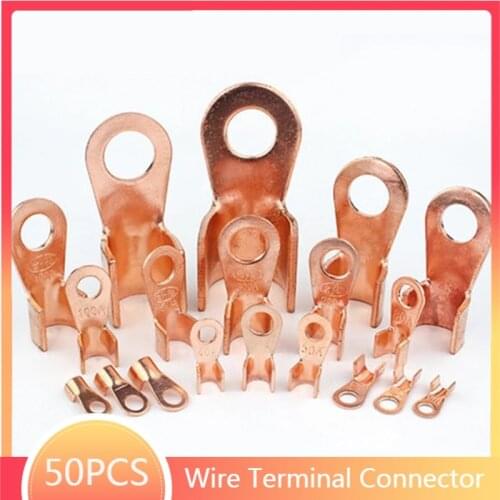 20/50 PCS Terminal Crimping Ring cable wire terminal connector OT Type copper open connecting nose Cable Connector