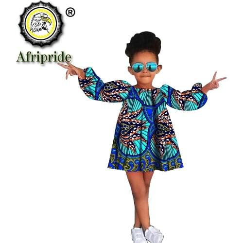 2019 African children Clothing kids dashiki Traditional cotton Dresses long sleeve lovely mini dress for girl prime S1940004