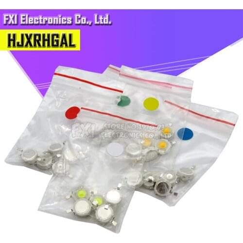 25PCS/LOT 1W LED Kit White Red Yellow Green Blue 5 Colors Each 5 PCS high power led beads Set high brightness LED Diode Kit