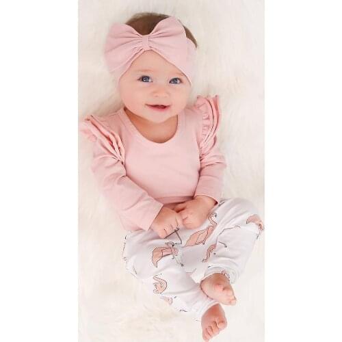 Fashion Spring Girl Clothes Newborn Baby Girl Clothes Romper T-shirt Top+Pants Leggings Outfits 3PCS Set