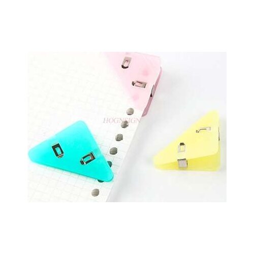 3pcs Triangle corner clip protect book corner colored plastic test paper clip student a4 clip stationery office bill fixing clip