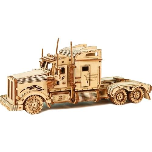 3d Wood Model Puzzle DIY American Truck Head Mechanical Game Engineering Building Kits Assembly Educational Toys For Kids
