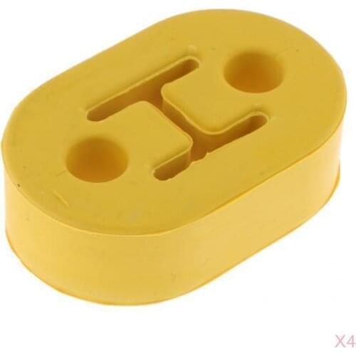 4x Car Racing Rubber Exhaust Hanger Insulators - 2 Holes (Yellow)