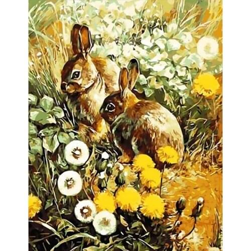 40x50CM Rabbit DIY Painting By Numbers Animals Kit Coloring By Numbers Wall Art Picture Acrylic Paint On Canvas Home Decor