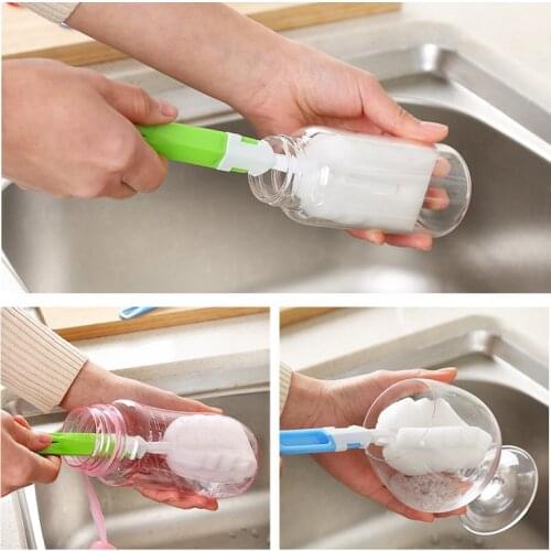 5/10pcs Sponge Cup Brush Kitchen Cleaning Tool With Long Handle Wineglass Bottle Coffee Tea Glass Washing Purifying Sponge Brush