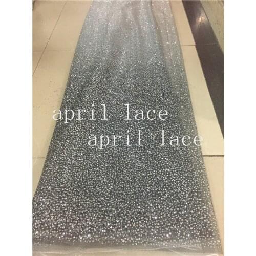 5yards D382 # Digital print gradients color silver hand print glued glitter net mesh lace for sawing/wedding bridal dress