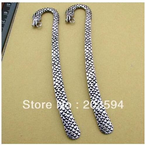 50Pcs/lots antique silver dragon bookmark Alloy Metal gift