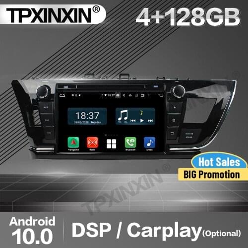 128G Carplay Car Radio 2 Din Stereo Receiver Android For Toyota Corolla 2014 2015 2016 Left DSP GPS Navi Player Audio Head Unit