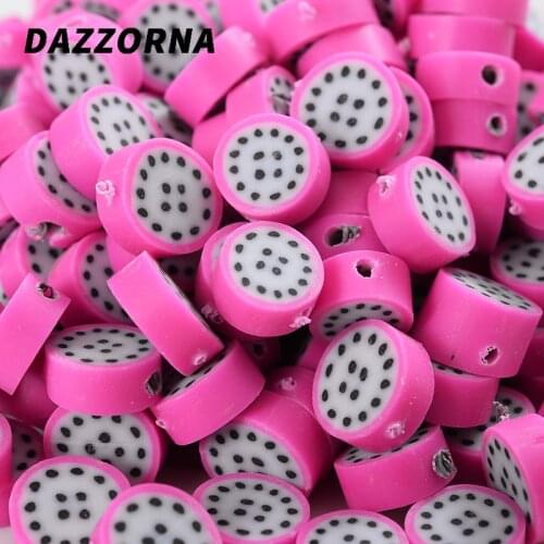 50/100Pcs Charms Small Dragon Fruit Shape Polymer Clay Spacer Beads For Jewelry Making DIY Necklace Bracelet Earring Accessories