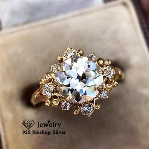 CC Rings For Women S925 Sterling Silver Vintage Fine Jewelry Bridal Wedding Engagement Cubic Zirconia Ring Drop Shipping CC3144