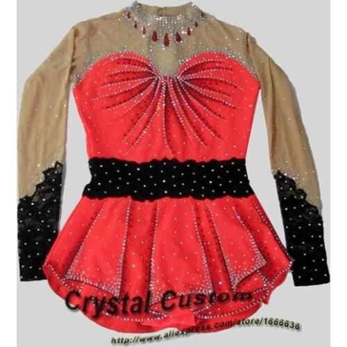 Crystal Custom Child Gymnastics Competition Dress Beautiful New Brand Vogue Figure Skating Dresses For Competition G2815