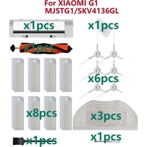Filter Roller Main Side Brush Mopping Cloth Kits for Xiaomi Mijia G1/MJSTG1/SKV4136GL Mi Robot Vacuum-Mop Essential Accessories