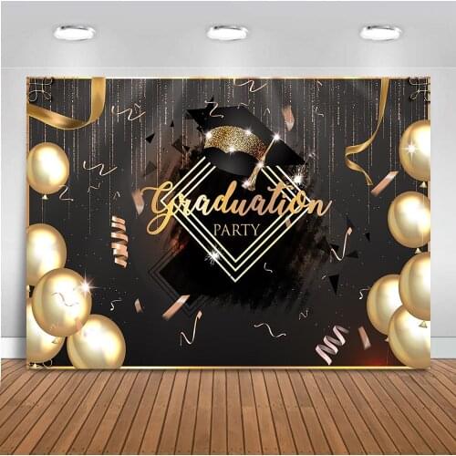 Graduation Party Backdrop for Photography Gold Balloons Photo Background Studio 2019 Class Photo Booth Party Prom Decoration