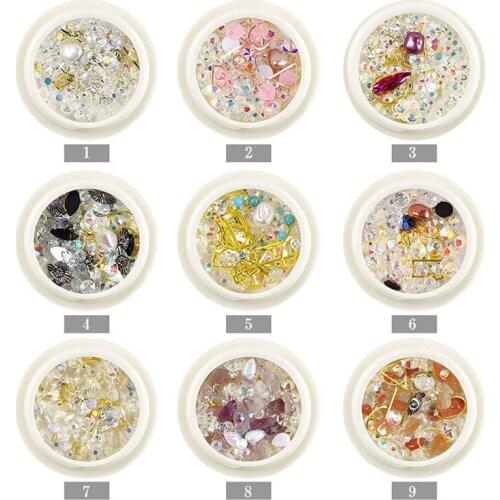 Mix Shapes Glitter Diamond Jewel Pearls Metal Nail Art Rhinestones Gems Decals Manicure DIY Tips Crystal Gemstone Pearls Bead
