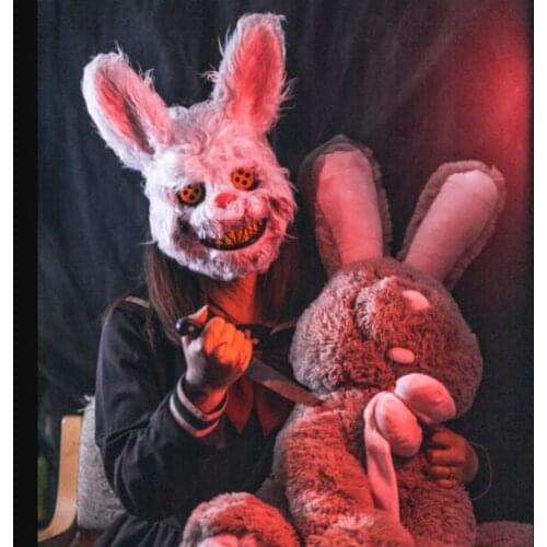 Halloween Bloody Rabbit cosplay props Bloody Rabbit fur suede mask Bloody bear