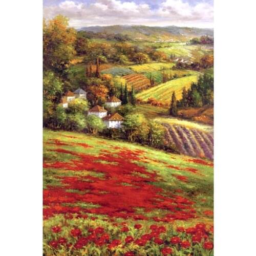 Italian garden Handmade oil paintings Mediterranean art modern Valley View Field landscapes picture for wall decor