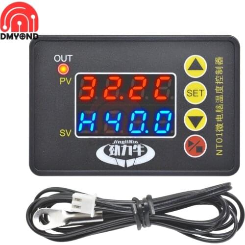 NT01 Digital Display Temperature Controller Controlador De Temperatura Incubator Cooling Heating Switch Thermostat NTC Sensor