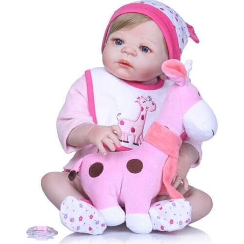 NPK Silicone Full Body Reborn Dolls 23'' Realistic Handmade Baby Dolls Girl Fashion Kids Toy Waterproof Boneca Model Toys Gifts