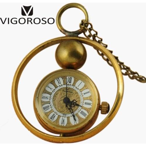 Unique Design Mechanical Pocket Watch Hand-winding Brass Steel Skeleton Necklace chain Womens Pendent Retro Clock Gifts