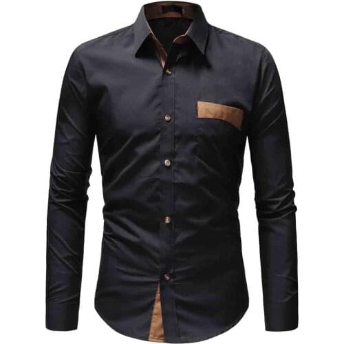 Men Shirt Brand 2018 Male High Quality Long Sleeve Shirts Casual Hit Color Slim Fit Black Man Dress Shirts