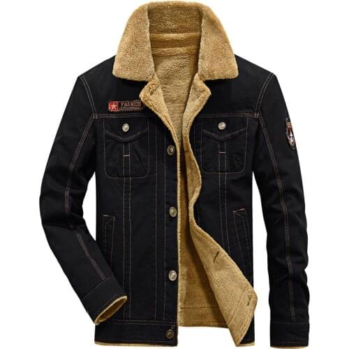 2021 Winter Military Bomber Jackets Men Casual Cotton Thick Fur Collar Army Denim Tactical Fleece Coats Outwear Male Clothes 5XL