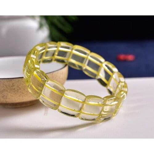 Genuine Natural Yellow Citrine Quartz Clear Rectangle Beads Bracelet Beads Stretch Crystal 14x10mm Women Men Wealthy Stone AAAAA