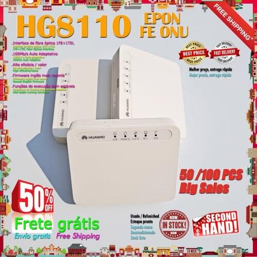 20/50/100pcs big Lot EchoLife HG8110 FE EPON 100MbsTerminal ONU ont FTTH fiber optic modem Secondhand English ONT = HG8010 +1TEL