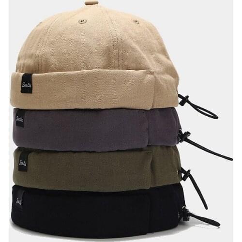 Loop Beanie Skullcap for Women and Men Retro Patch Landlord Hat Dockers Cap Beret Tide Dome Melon Cap Joker Sun Protection Hat