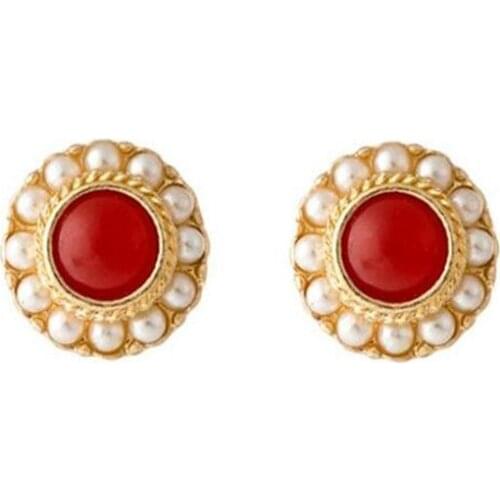 S925 Needles Metal Geometry Imitates Pearl Earrings Natural Crystal Womens Charming Earrings Mothers Day Gift