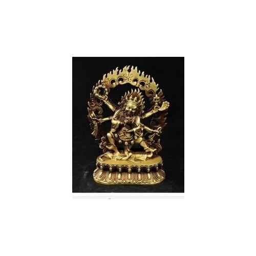 Collecting OLD copper Elaborate Old crafts Brass Exquisite Buddhist Vajra 6 Arms Mahakala Buddha Statue ,for Protect Pray