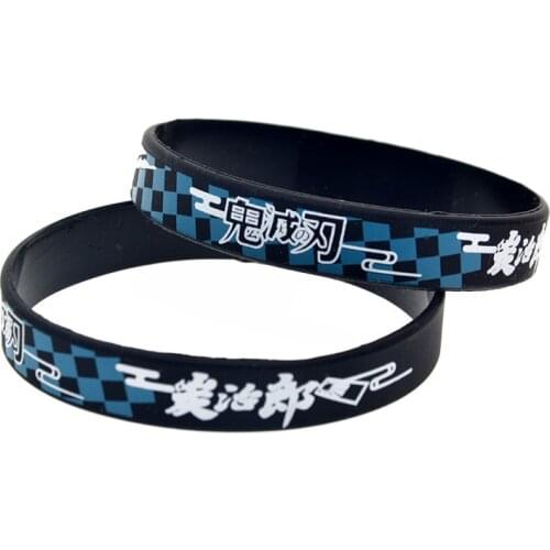 Anime Demon Slayer Kimetsu No Yaiba Cosplay Sport Wristband Printing Silicone Braceelt Wristlet Friends Gift Hip Hop Accessories