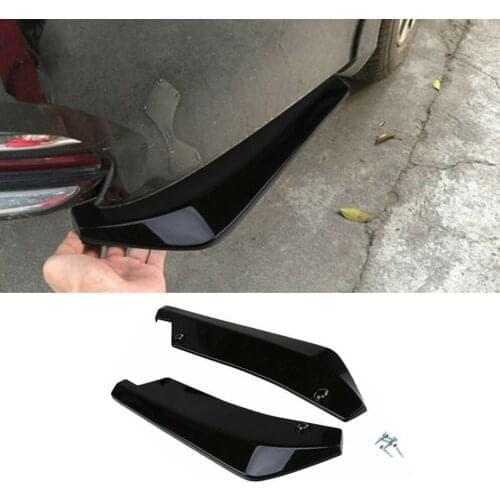 Universal Car Rear Bumper Lip Diffuser Splitter Spoiler Scratch Protector Bright Black/Carbon Fiber